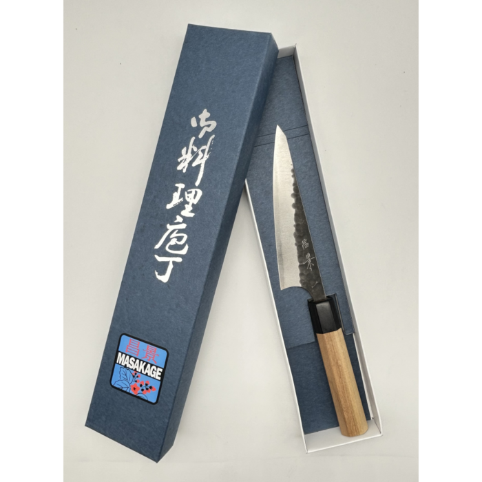 Masakage Koishi Aogami Super with Stainless Honesuki Japanese Knife 150mm Octagonal Cherrywood Black Pakkawood Handle - Image 7