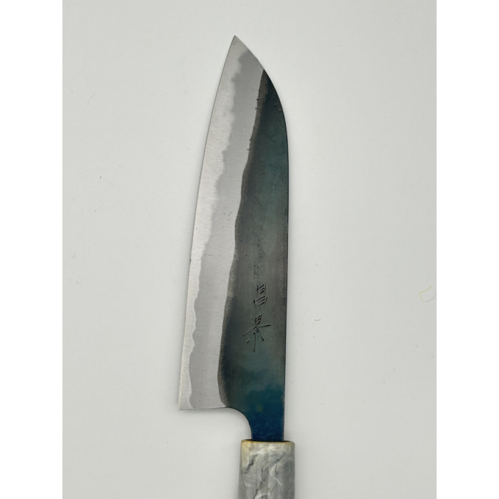 Masakage Mizu Aogami #2 Kasumi Santoku Japanese Knife 170mm Oval Cherry Handle - Image 2