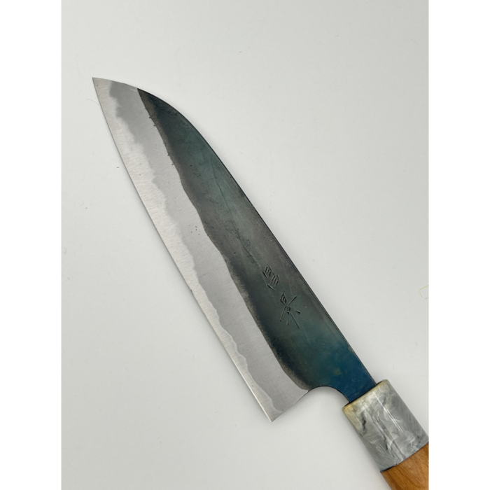 Masakage Mizu Aogami #2 Kasumi Santoku Japanese Knife 170mm Oval Cherry Handle - Image 3