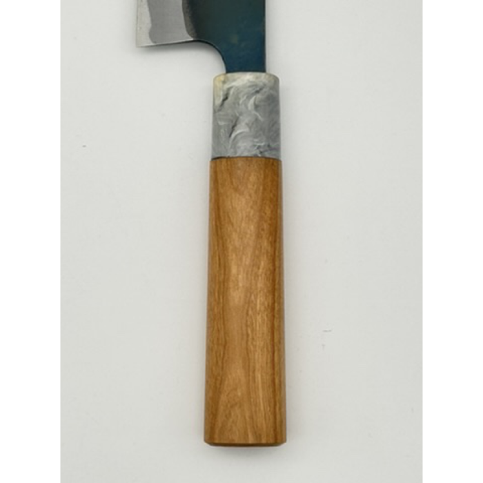 Masakage Mizu Aogami #2 Kasumi Santoku Japanese Knife 170mm Oval Cherry Handle - Image 4