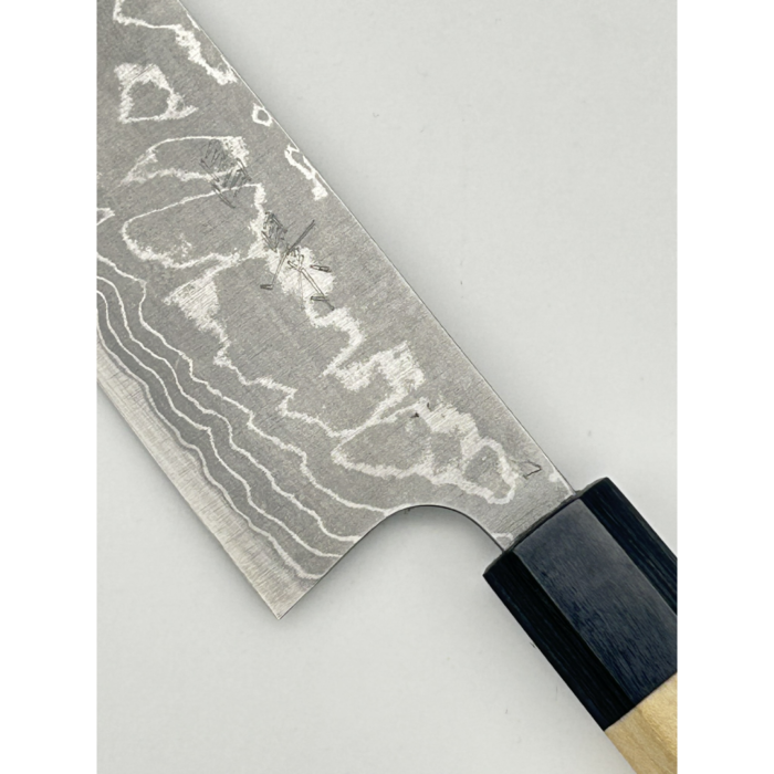 Masakage Shimo Shirogami 2 Matte Santoku Japanese Knife 170mm Octagonal Magnolia Handle - Image 5