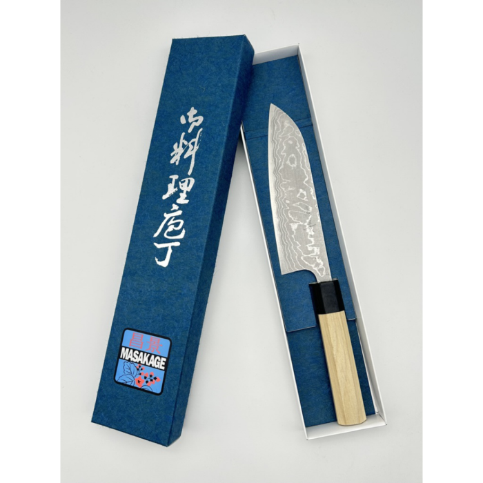 Masakage Shimo Shirogami 2 Matte Santoku Japanese Knife 170mm Octagonal Magnolia Handle - Image 7