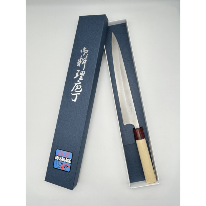 Masakage Yuki Shirogami 1 Kasumi Sujihiki Japanese Knife 270mm Oval Magnolia Handle - Image 7