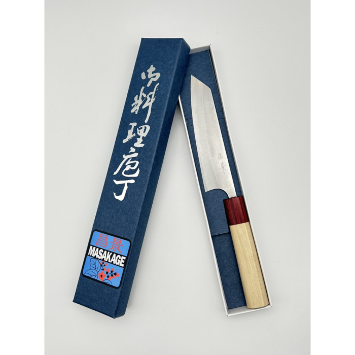 Masakage Yuki Shirogami 1 Nashiji Ko‐Bunka Japanese Knife 135mm Oval Magnolia Handle - Image 7