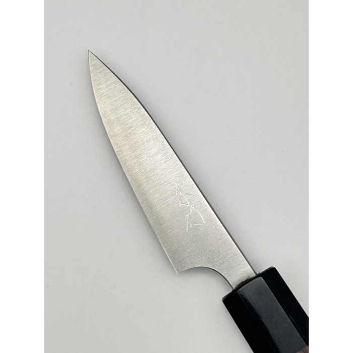 Takayuki Shibata Koutetsu Aogami Super Migaki Petty Japanese Knife 80mm Octagonal Rosewood And Black Pakkawood Handle - Image 3