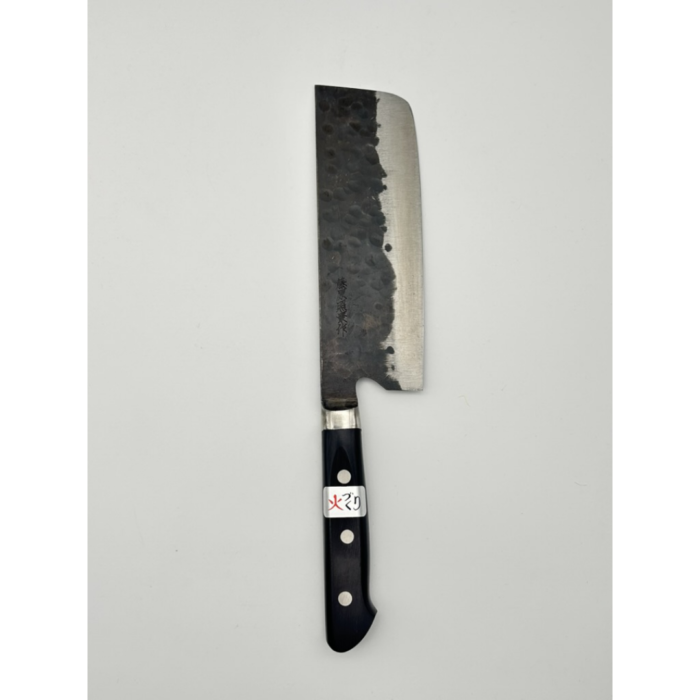 Teruyasu Fujiwara Denka Aogami Super Uchidashi Nakiri Japanese Knife 165mm Western Black Pakkawood Handle
